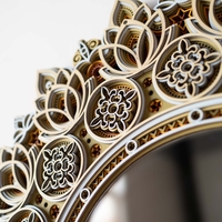STEREOWOOD Decorative Wall Mirror, Handcrafted Laser-Cut Layered Wood Art, Home Decor for Modern Zen Interiors - Thumbnail 7
