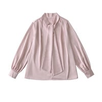 High-grade satin sweet shirt bow white loose versatile commuter top - Thumbnail 3