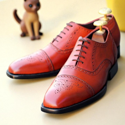 Crafted leather custom made genuine leather oxford lace up dress shoes