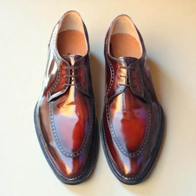 Crafted leather classic burgundy calf leather lace up oxford dress shoes