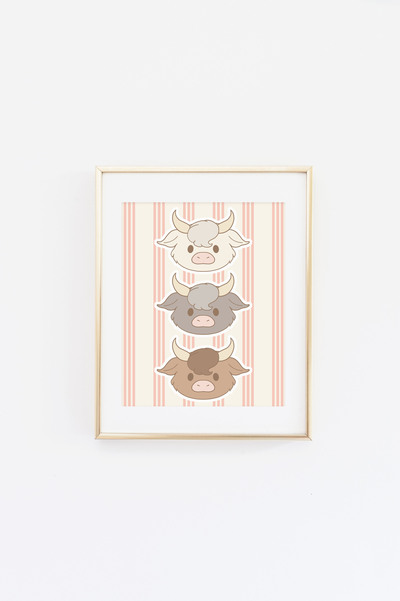 3 Highland Cows Print