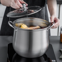 1pc Large Stainless Steel Stock Pot - Ideal for Soups, Stews, and More - Thumbnail 1