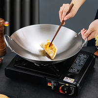 1pc Large Stainless Steel Wok, Uncoated Thick High-Quality - Thumbnail 5