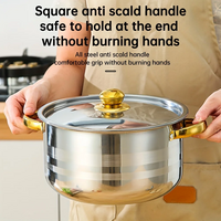 Stainless steel cooking pot, 5 pots+5 lids, stainless steel double handle with lid - Thumbnail 3