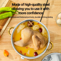 Stainless steel cooking pot, 5 pots+5 lids, stainless steel double handle with lid - Thumbnail 4