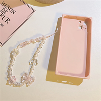 Korean Pink Bear Butterfly Flower Phone Strap Charm Chain Knot Cellphone - Thumbnail 5