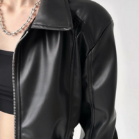 Gothic Punk Black Women’s Black PU Leather Jacket - Thumbnail 3