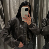 Women’s Vintage Washed Leather Jacket - Thumbnail 1