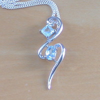 BOXED GIFT/Sterling Silver Blue Topaz Pendant & 18" Silver Chain/Sterling Silver Topaz Necklace/Topaz Jewellery/Topaz Jewelry/UK - Thumbnail 1
