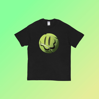 Smiley face tennis t shirt black - Thumbnail 1