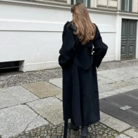 Classy Double Breasted Long Sleeve Women’s Woolen Coat - Thumbnail 9