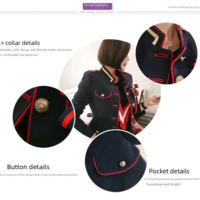 Navy Blue Women’s Vintage Stand Collar Jacket - Thumbnail 2