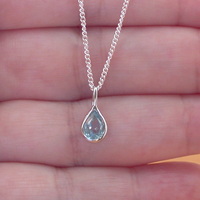 BOXED GIFT/Sterling Silver Blue Topaz Teardrop Pendant & Chain/Blue Topaz Necklace/Topaz Jewellery/Topaz Jewelry/November birthstone/UK - Thumbnail 3