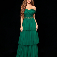 Line collar irregular three-dimensional embroidered multi-layer gauze long dress - Thumbnail 4