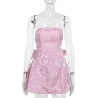 Sexy jacquard tube top bow mini dress - Thumbnail 2