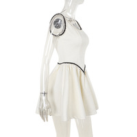 Sexy suspender dress with contrasting color trim and waist - Thumbnail 2