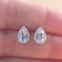BOXED GIFT/Sterling Silver Blue Topaz & Cz Stud Earrings/Topaz Earrings/Topaz Jewellery/Topaz Jewelry/Gemstone Earrings/UK - Thumbnail 3