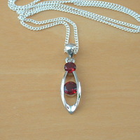BOXED GIFT SET/Garnet Pendant & 18" Silver Chain/Garnet Necklace/Red Garnet Jewellery/Garnet Jewelry/Garnet Jewelery/Garnet Earrings/UK - Thumbnail 1