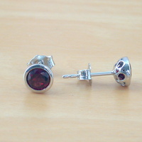 BOXED GIFT SET/Sterling Silver Garnet Circle Pendant & Chain/Garnet Necklace/Garnet Jewellery/Garnet Jewelry/Garnet Earrings/UK - Thumbnail 6