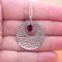 BOXED GIFT SET/Sterling Silver Garnet Boho Pendant & Chain/Garnet Necklace/Garnet Jewellery/Garnet Jewelry/Garnet Earrings/UK - Thumbnail 3