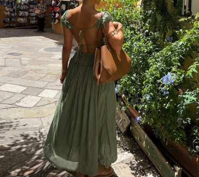 Sexy Lace-Up Backless French Dress