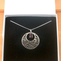 BOXED GIFT/Sterling Silver Garnet Boho Pendant & Chain/Garnet Necklace/Garnet Jewellery/Garnet Jewelry/Gemstone Necklace/UK - Thumbnail 6