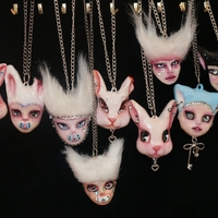 Handmade fluffly honey doll face baby necklace (unique) - Thumbnail 5
