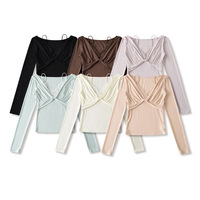 Sweet lace stitching fake two-piece long-sleeved T-shirt - Thumbnail 6