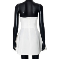 Solid color casual sleeveless backless tube top slim short dress - Thumbnail 4