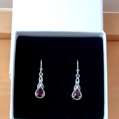 Boxed gift/garnet earrings/sterling silver garnet earrings/garnet jewelry/garnet jewellery/garnet jewelery/red gemstone earrings/uk