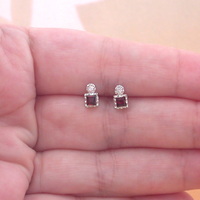 BOXED GIFT/Sterling Silver Garnet & Cz Gemstone Stud Earrings/Garnet Earrings,Garnet Square Earrings/Square Stud Earrings/Garnet Jewellery/UK - Thumbnail 3