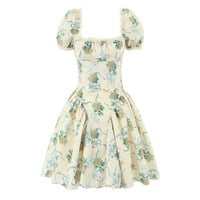Retro Oil Painting Style Bow Tie Tutu Skirt Lace Princess Dress - Thumbnail 3