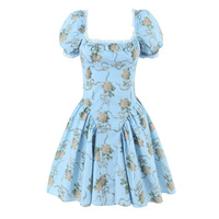 Retro Oil Painting Style Bow Tie Tutu Skirt Lace Princess Dress - Thumbnail 1