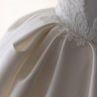 Elegant classic satin long train wedding dress, modern satin sweetheart bridal gown, fashionable satin wedding dress - Thumbnail 12
