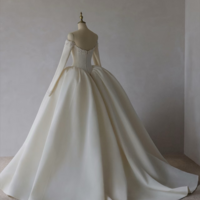 Fairy satin long-sleeved wedding dress, sweetheart pearl bridal gown, fashionable ballgown wedding dress. - Thumbnail 2