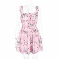 Printed suspender skirt dress women's tutu skirt slim backless hot girl floral skirt - Thumbnail 3