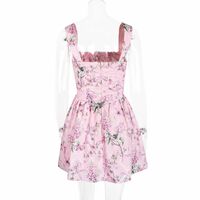 Printed suspender skirt dress women's tutu skirt slim backless hot girl floral skirt - Thumbnail 4