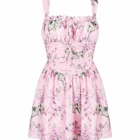 Printed suspender skirt dress women's tutu skirt slim backless hot girl floral skirt - Thumbnail 5