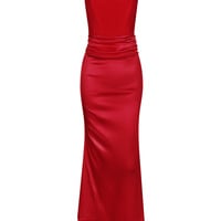 Sexy fishbone tube top slim backless long skirt autumn and winter velvet dress - Thumbnail 1