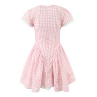 Lace Trim Bowknot V-Neck Pure Waist Mini Dress - Thumbnail 1