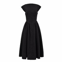 Women's retro round neck sleeveless vest dress with backless mid-length dress - Thumbnail 4