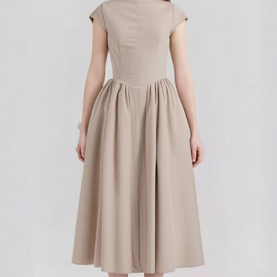 Women's retro round neck sleeveless vest dress with backless mid-length dress