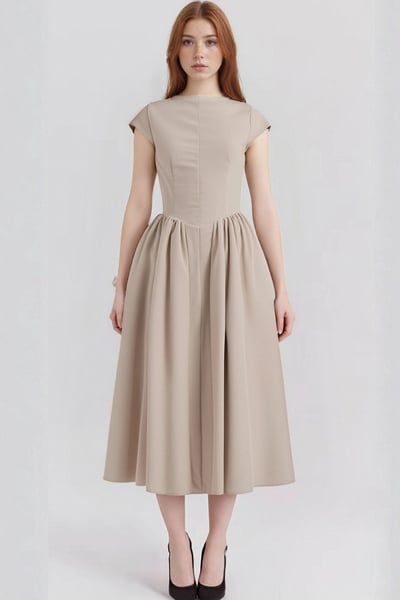 Women's retro round neck sleeveless vest dress with backless mid-length dress