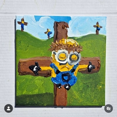 Study by a figure at the base of the Grucifixion 