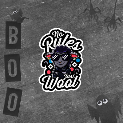 Rebel black sheep sticker - no rules just wool 