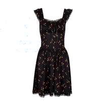 Retro Hepburn style fashionable sexy lace suspenders fruit print waist dress - Thumbnail 4