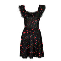 Retro Hepburn style fashionable sexy lace suspenders fruit print waist dress - Thumbnail 2