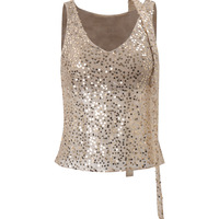 Sexy V-neck inner sequin top with sleeveless short vest - Thumbnail 3