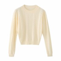 Retro Gentle Lazy Cable Round Neck Pullover Sweater - Thumbnail 2