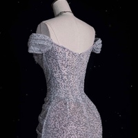  Handmade Light Pink Strapless Prom Dress – Long Sequined Lace Evening Gown for Parties, Receptions & Engagements - Thumbnail 2